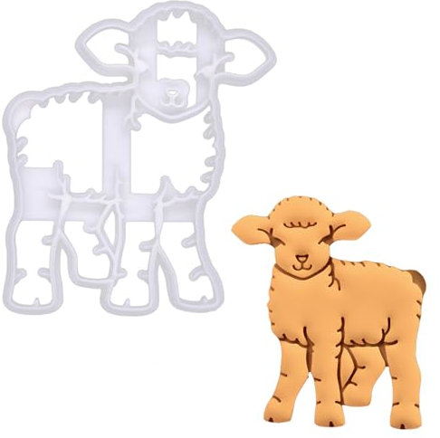 BAKERLOGY Lamm Ausstechform – Oster Keks Ausstecher, Krippen Lamm Backform, Süßes Schaf Fondant Stempel, Ideal für Frühlingsbacken, Babypartys, Bauernhof-Party, Christliche Bäckerei und Festtagsgebäck