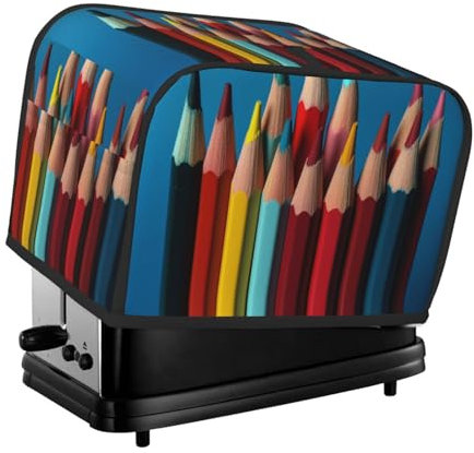 2 Slice Toaster Cover with Pockets & Top Handle Small Bread Covers Bright Colored Pencils Kitchen Small Appliance Cover Dust Covers Washable Universal Bread Maker Protector