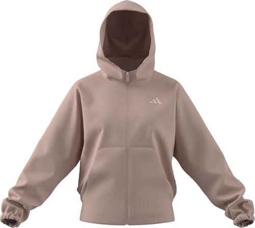 adidas Women's FUTURE ICONS SMALL LOGO FULL ZIP HOODIE, blush pink, XXL