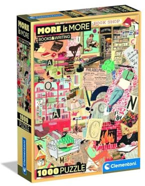 Clementoni Jigsaw Puzzle 1000 pieces More is More - Books & Writing, Puzzle for Adults 14-99 y ears, Compact box, Made in Italy, 37074