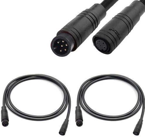 VISSQH 2 PCS Ebike 6 Pin Waterproof Extension Cable Connector e-bikes male and female Plug Wire,6 pin cable connector,for electric bike light,Throttle,Ebrake-50 cm