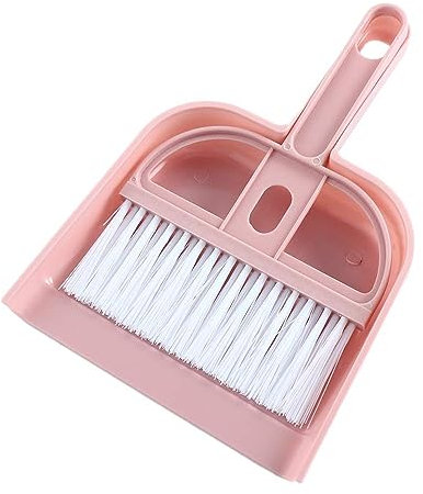 Set composto da mini scopa e paletta, con spazzola, scopa, scopa, scopa, paletta, set combinato per scrivania, piano di lavoro, divano (rosa)
