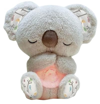 OKTAOAOO Soulagement De L'anxiété Koala Ours, Respiration Apaisante Loutre, Portable Jouet en Peluche avec Musical Et Lumières, Soulagement du Stress Jouet Animal pour Enfants Et Adultes Dormir(Gray)