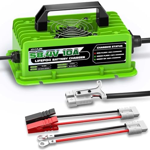 58,4V 10A LiFePO4 Ladegerät Automatisches Intelligentes Batterieladegerät Entwickelt für 48V (51,2V) LiFePO4 Lithium Batterien
