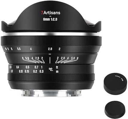 7artisans 6 mm F2.0 Fischaugen-Kameraobjektiv, APS-C, manueller Fokus, Ultra-Weitwinkel, große Blende, kompatibel mit Nikon Z-Mount spiegellosen Kameras