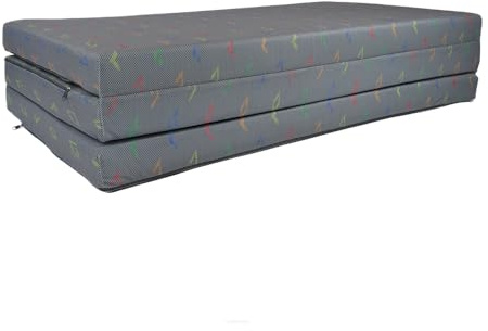 FORTISLINE Klappmatratze 195x120x8cm, 3-teilige Faltmatratze, H2 Gästematratze, Camping Faltbare Kamping Bett, Waschbar Bezug, Erwachsene Klappbar, Reisematratze Schaumstoff Matratze (VW T4-Motiv)