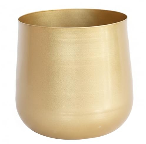 Temeemeg Gold Planter Metal Plant Pot with Elegant Brushed Finish for Indoor Plants Decorative Gold Flower Pot for Home Table Desk Decor