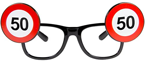 Folat 24950 Geburtstag Spaß-Brille Verkehrsschild, Zahl 50