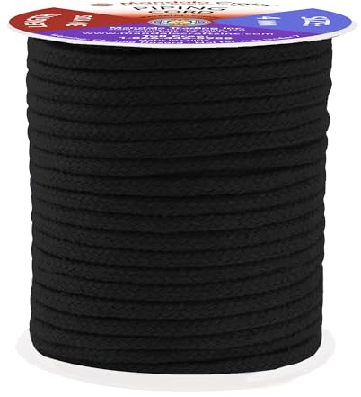 Mandala Crafts Black Soft Replacement Drawstring Cords for Sweatpants Bags - Piping Cord for Sewing Upholstery - 30 Yds 4mm Cotton Cording Macrame Rope Corset Strings