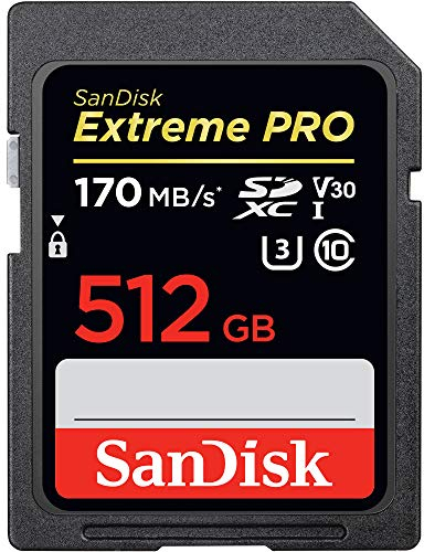 SanDisk Extreme PRO 512GB SDXC Memory Card up to 170MB/s, UHS-1, Class 10, U3, V30