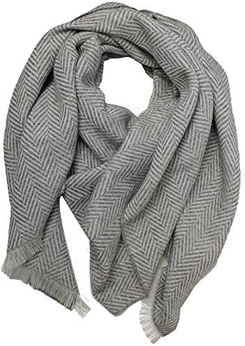 Rotfuchs XXL schal Oversized Damenschal Winterschal Herrenschal Fischgrat grau 200 x 54 cm Made in Germany W-8