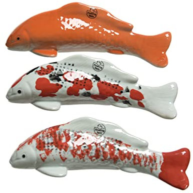 Dekofiguren 28cm x 1 Stück sortiert Porzellan Fisch Teichdeko schwimmend Koi Dekofigur Gartenfigur