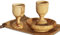 2 kleine Kommunionstassen mit Brottablett aus Holz in einem Geschenkbeutel Handgeschnitzter Kiddush Becher aus Olivenholz - für Kirche, Ministerium & Gottesdienst Veranstaltungen mit
