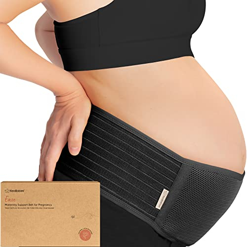 Bande De Ventre De Maternité Pour La Grossesse - Ceinture De Maintien Du Ventre De grossesse Douce & Respirante - Bandes de soutien pelvien (Midnight Black, M/L)