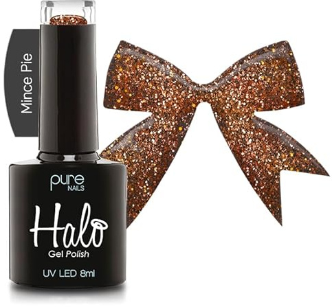 Halo Gel Polish 8ml - Mince Pie. UV/LED Gel Nail Polish, Long Lasting & Easy To Apply. Nail Art Colours For Manicure & Pedicure. Gel Polish For Professional & Home Use.