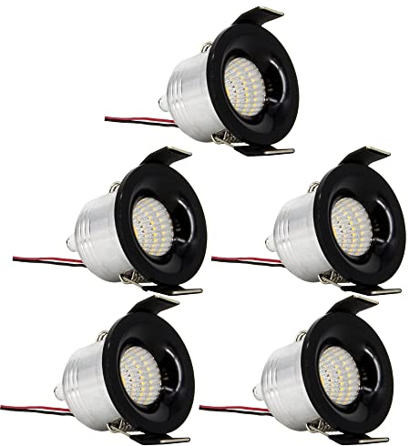 PremiumX 5x LED Mini Spotlight Einbauspots 3W 240V 3000K 300LM Deckenspot Decken-Einbau-Strahler warmweiß ALU schwarz Einbauleuchte Spot-Strahler