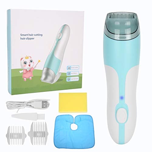 Haarschneidemaschine für Babys, leise, wasserdicht, Kinder, elektronisch, automatische Vakuumaufnahme, mit 2 Kämmen, wiederaufladbar, USB
