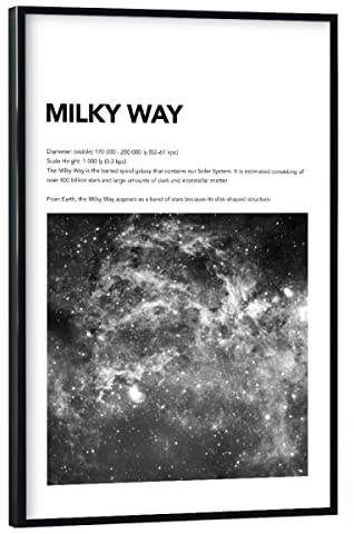 artboxONE Poster mit schwarzem Rahmen 90x60 cm Typografie Milky Way - Space - Bild Weltraum Galaxie Galaxy