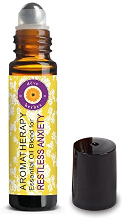 Deve Herbes Ruhelose Angstlinderung - Aromatherapie Ätherisches Öl Mischung aus Vetiver, Zedernholz, Wacholderbeere, Römische Kamille, Weihrauch & Mandarin Ätherische Öle 10ml (0,33 oz)
