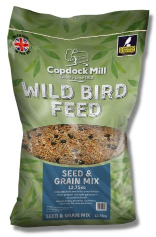 Copdock Mill Wild Bird Seed & Grain Mix 12.75kg Bag – All Year-Round High-Energy Wild Bird Food – 100% Natural Ingredients Including Sunflower Seeds and Peanuts