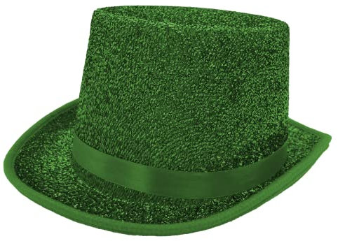 Sombrero de Copa para Adultos, Sombreros Brillos para Disfraz de Carnaval Fiesta Halloween, Talla única (Verde)