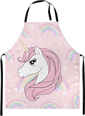 Ferocity Grembiule Regolabile Per i Bambini Accessori da Cucina con Motif Unicorno Arcobaleno [099]
