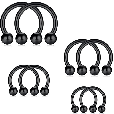 Longita 16G Edelstahl Septum Nasenring Septum Ring 6-12mm, Edelstahl