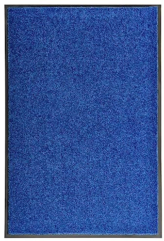 vidaXL Fußmatte Waschbar Schmutzfangmatte Türmatte Fußabtreter Schmutzmatte Schmutzfangläufer Sauberlaufmatte Innen Außen Blau 60x90cm