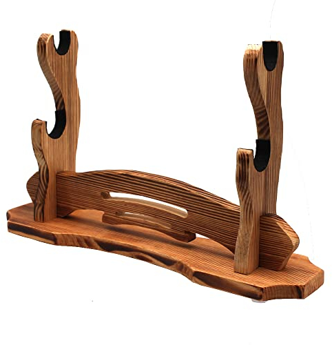 BiJun Schwerterständer Katana-Halter, Samurai-Schwertständer, Ausstellungsständer, Katana-Ständer, Wandmontage, Haken für Katana Wakizashi Tanto Unterstützung aller Schwerter (2 Ebenen)