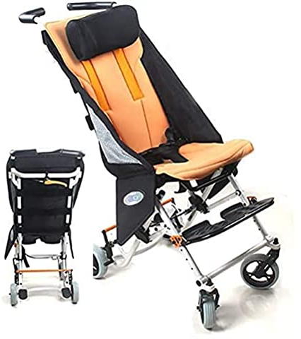 HSRG Zusammenklappbarer Kinderrollstuhl Für Kinder, 12 Zoll Breiter Sitz, Leichter Rehabilitationsrollstuhl Für Kinderwagen Mit Kopfstütze, Für Behinderte Und Verletzte Kinder, Belastung 75 Kg/165 Lb