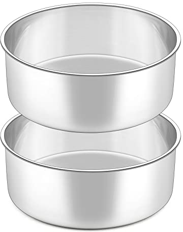 HaWare Deep Cake Tin Set of 2, 9.5 inch Stainless Steel Round Baking Pan for Baking Roasting Serving, Layer Cake Tin for Birthday Wedding, Healthy & Non-Toxic, Mirror Polished & Dishwasher Safe (24cm)