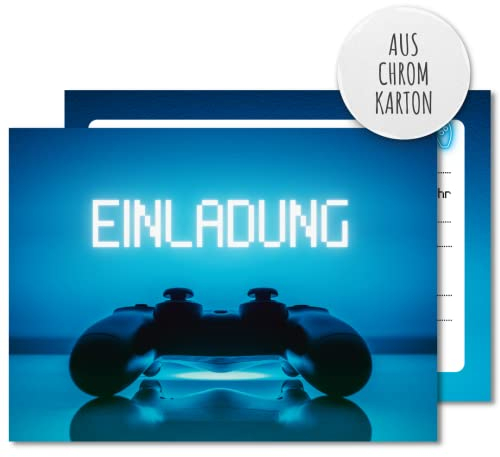 Generisch 12x EINLADUNGSKARTEN für Jungen Kindergeburtstag und Feier – coole Karten für Zocker – Diese Karten sind die perfekte Einladung zur nächsten Gaming Party