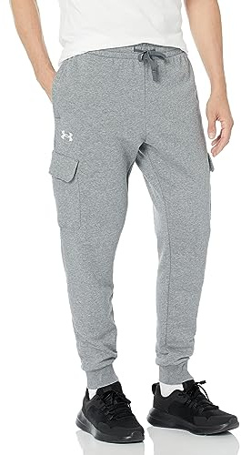 Under Armour Men's Rival Fleece Cargo Jogger, (026) Castlerock Light Heather / / White, Medium Tall