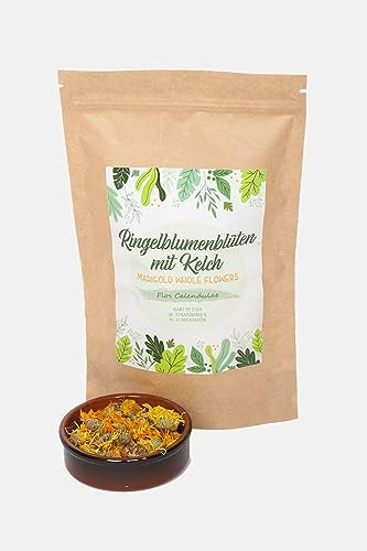 IGART Soucis avec Calice 100g | Fleurs Comestibles de Souci | Calendula Orange | Fleurs Séchées | Calendula Officinalis | Tisane aux Herbes