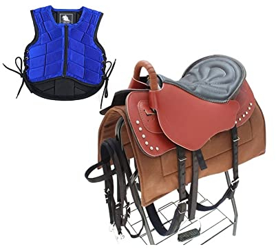 Reitschutzweste Reittrainingsweste Körpersicherheit Gepolsterte Schutzausrüstung Für Unisex Erwachsene Jungen Mädchen Kinder, Ponysättel (Blau CXS+A)