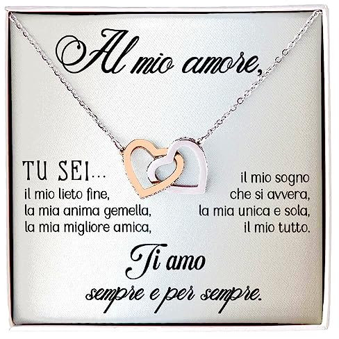 Collana Donna Moglie Amore Fidanzata Argento Idee Regali per lei, Anniversario Matrimonio Compleanno o Natale - Cofanetto con DEDICA incluso (Oro - Al mio Amore 2)