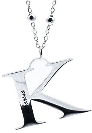Juwelier Schönberg Buchstabenanhänger mit Kette | Damenanhänger mit WUNSCHGRAVUR| Kettelänge veränderbar | Kettenanhänger | Kugelkette (Buchstabe K)