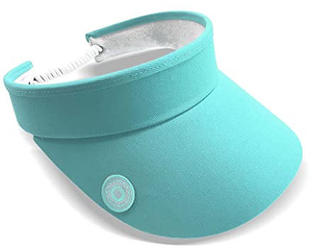 Surprizeshop Womens Golf Visor | Telephone Wire | Built in Magnet | Hand Enamelled 25mm Ball Marker | Rigid Peak | Multiple Colours | Golf Visor | Tennis Visor (Ocean Blue)