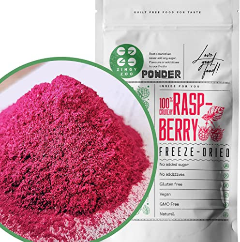 Frambuesas Liofilizadas en Polvo | XL 300g Fruta en Polvo Comida Liofilizada | Frambuesa Deshidratada | Fruta Fresca Pura Sin Azucar Yogures Naturales | Color del Remolacha Polvo Raspberry Powder Raw