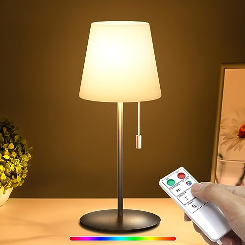 sylvwin Led Tischlampe Kabellos,Dimmbaren 7 Farben Outdoor mit Fernbedienung,USB Aufladbar Akku Tischleuchte IP44 Wasserdicht für Schlafzimmer Nachttischlampe,Camping,Gartenparty