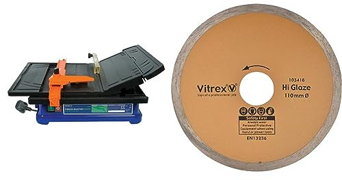 VITREX 103402NDE Diamond Blade Tile Cutting Saw & VIT103416 110mm Diamond Hi Glaze Blade