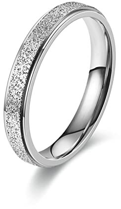 Ayoiow Ringe Edelstahl Herren 4mm Matt Silber Ehering
