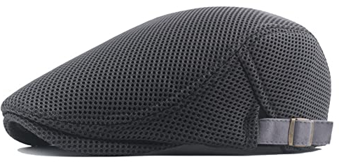 meioro Herren Mesh Schirmmütze, Atmungsaktive Sommer Newsboy Gatsby Barett Cap für Männer und Frauen, Unisex Flache Kappe Driving Schiebermütze Sportmütze Sonnenhut Größe 55cm-60cm (Dunkelgrau)