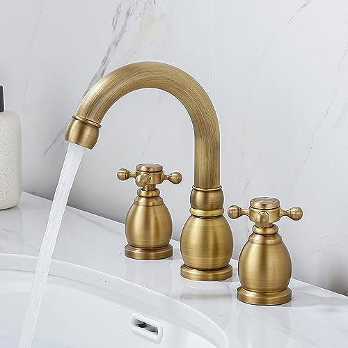 JQFDD 2-Handle Rubinetto Bagno Lavabo Caldo e Freddo Antico Rubinetto per Lavabo Tre Fori Miscelatore Vintage per Lavabo Bagno Rubinetti Bagno,Antico-B