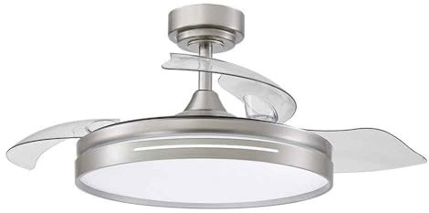 FABRILAMP TODOLAMPARA - VENTILADOR DE TECHO LUZ LED DC MICENAS NIQUEL ASPAS DESPLEGABLES 108D 6 VELOCIDADES REMOTO+TEMPORIZA+MEMORIA