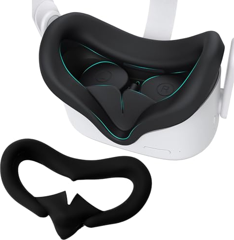 VR Silikon-Augenmaske für Meta Quest 3,VR Silikon Maske Kompatibel mit Meta Quest 3 VR Augenmaske,Schweißdichtes Komfortable Meta Quest 3 zubehör Silikonhülle(Schwarz)