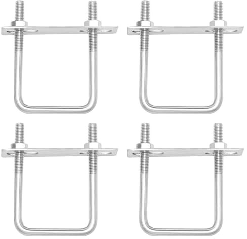 Sarini 4 Stück U-Bolzen M6 50 x 80 mm Edelstahl U-Halterung U-Bolzenverschluss Vierkantrohr Dachbox Befestigungswinkel Ersatzteile