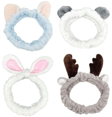 FUIPVGI 4 Stück Haarband Damen, Haarband Schminken, Stirnbänder für Damen Mädchen, Rutschfest Haarband, Elastische Haarbänder, für Gesicht Waschen, Make-up, Sport, Hautpflege