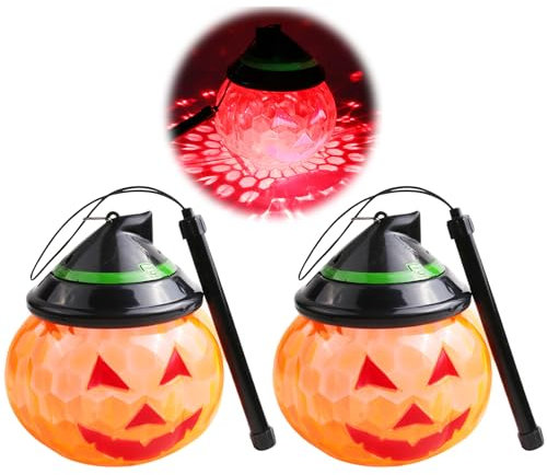 Halloween Deko Kürbis, Halloween Kürbis Laterne 2er Set, Halloween Laterne Kinder, Kürbis Deko Outdoor Garten, Halloween Kürbis Windlicht, Halloween Kürbis Licht Kürbis Beleuchtet LED (L)