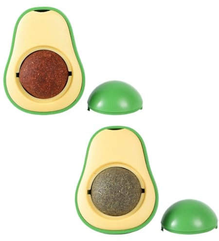 JEXOWIQ 2 pcs Cataire de Chat Jouets,Jouets de Boule d'herbe à Cha,pour Chats Nettoyage des Dents, pour Chat Boule Herbe a Chat Jouets d'intérieur, Peut être tourné à 360°